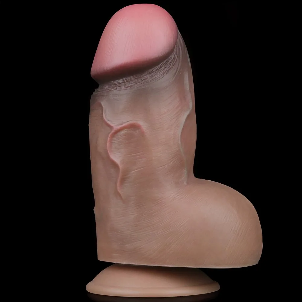 Dildo 7" dvojvrstvový platinový silikón – Obrázok 3