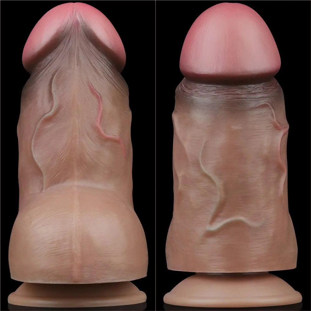 Dildo 7" dvojvrstvový platinový silikón – Obrázok 10