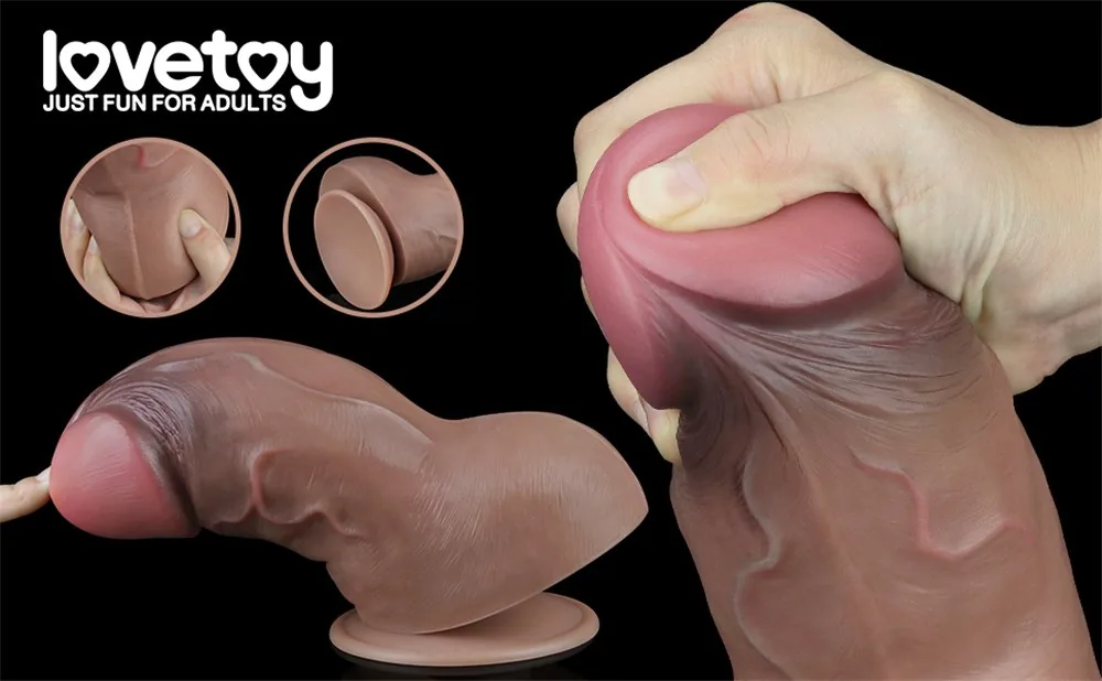 Dildo 7" dvojvrstvový platinový silikón – Obrázok 11