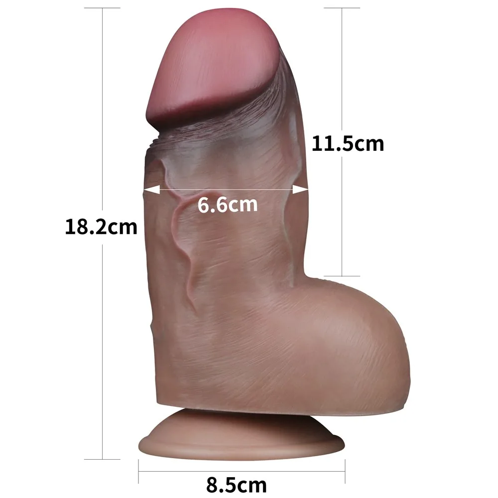 Dildo 7" dvojvrstvový platinový silikón – Obrázok 19