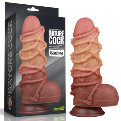 Dildo 9,5" dvojvrstvový platinový silikón