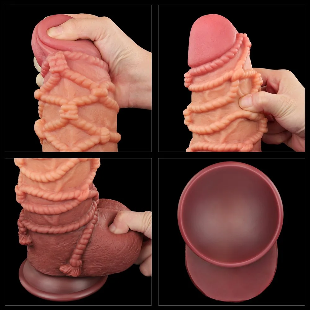 Dildo 9,5" dvojvrstvový platinový silikón – Obrázok 3