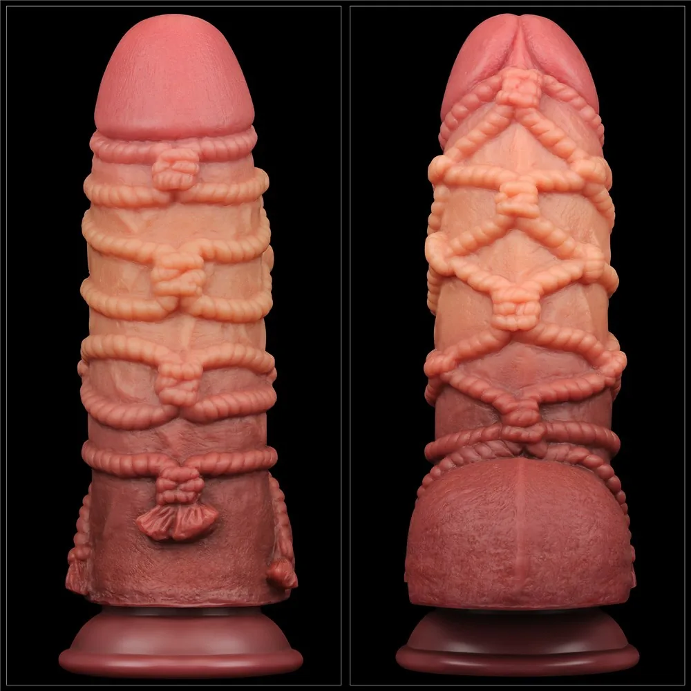 Dildo 9,5" dvojvrstvový platinový silikón – Obrázok 4