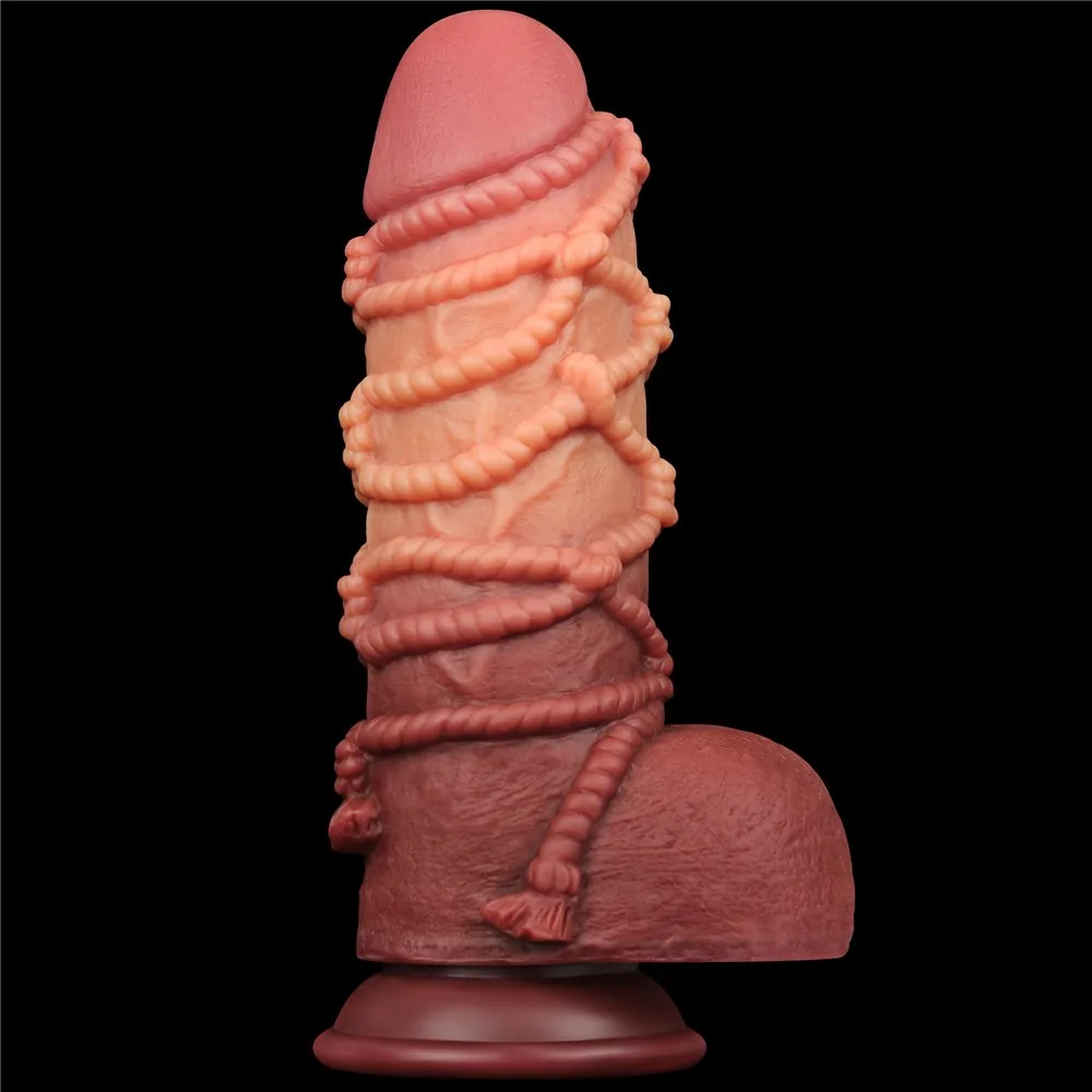 Dildo 9,5" dvojvrstvový platinový silikón – Obrázok 5