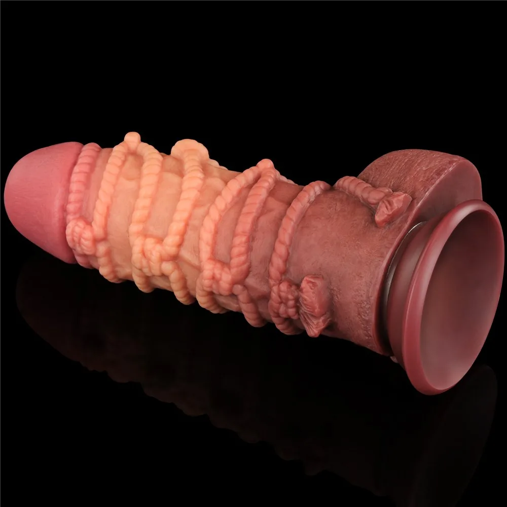 Dildo 9,5" dvojvrstvový platinový silikón – Obrázok 7