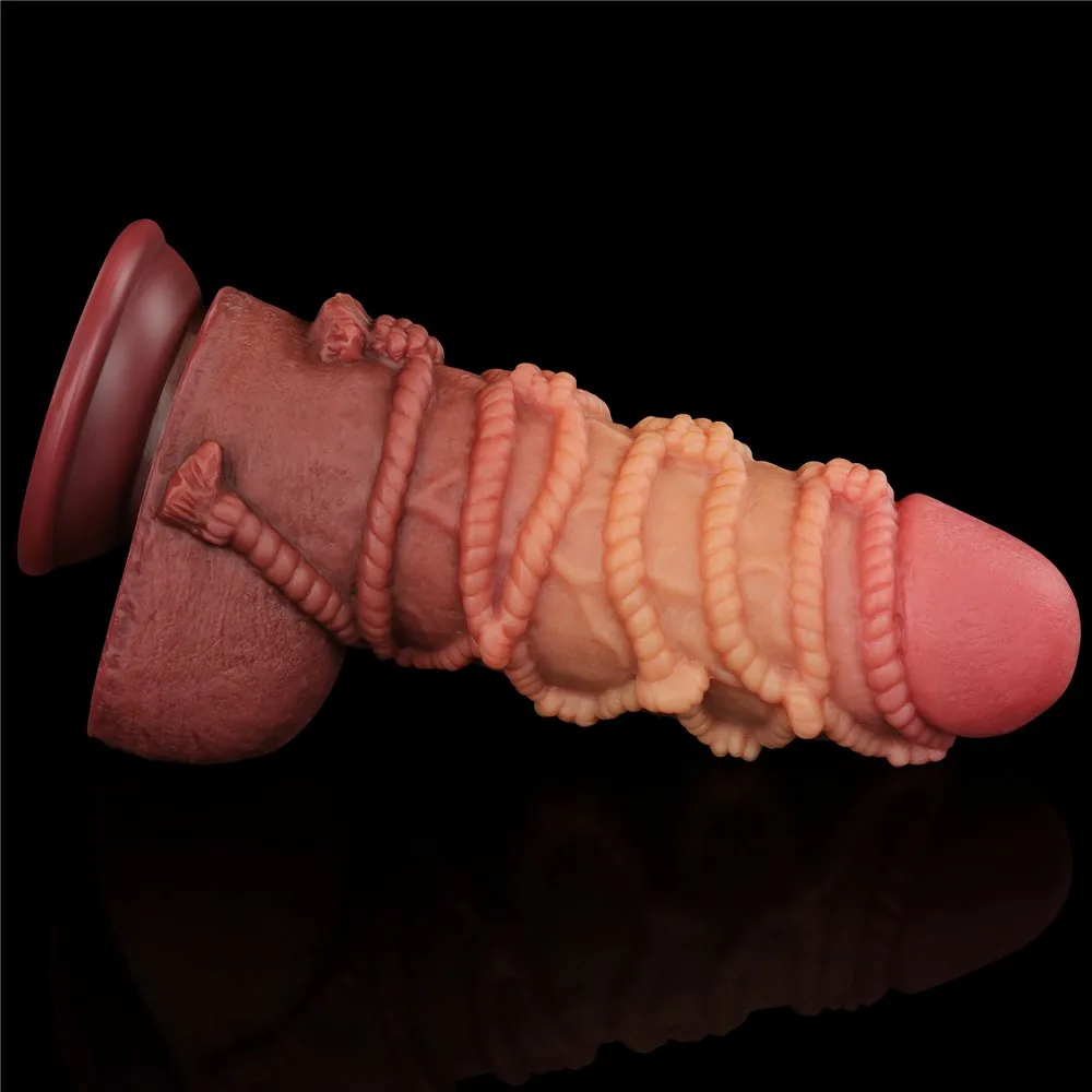 Dildo 9,5" dvojvrstvový platinový silikón – Obrázok 10