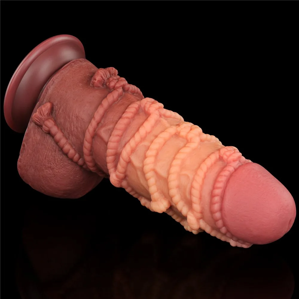 Dildo 9,5" dvojvrstvový platinový silikón – Obrázok 11