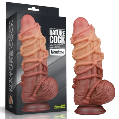 Dildo 9,5" dvojvrstvový platinový silikón