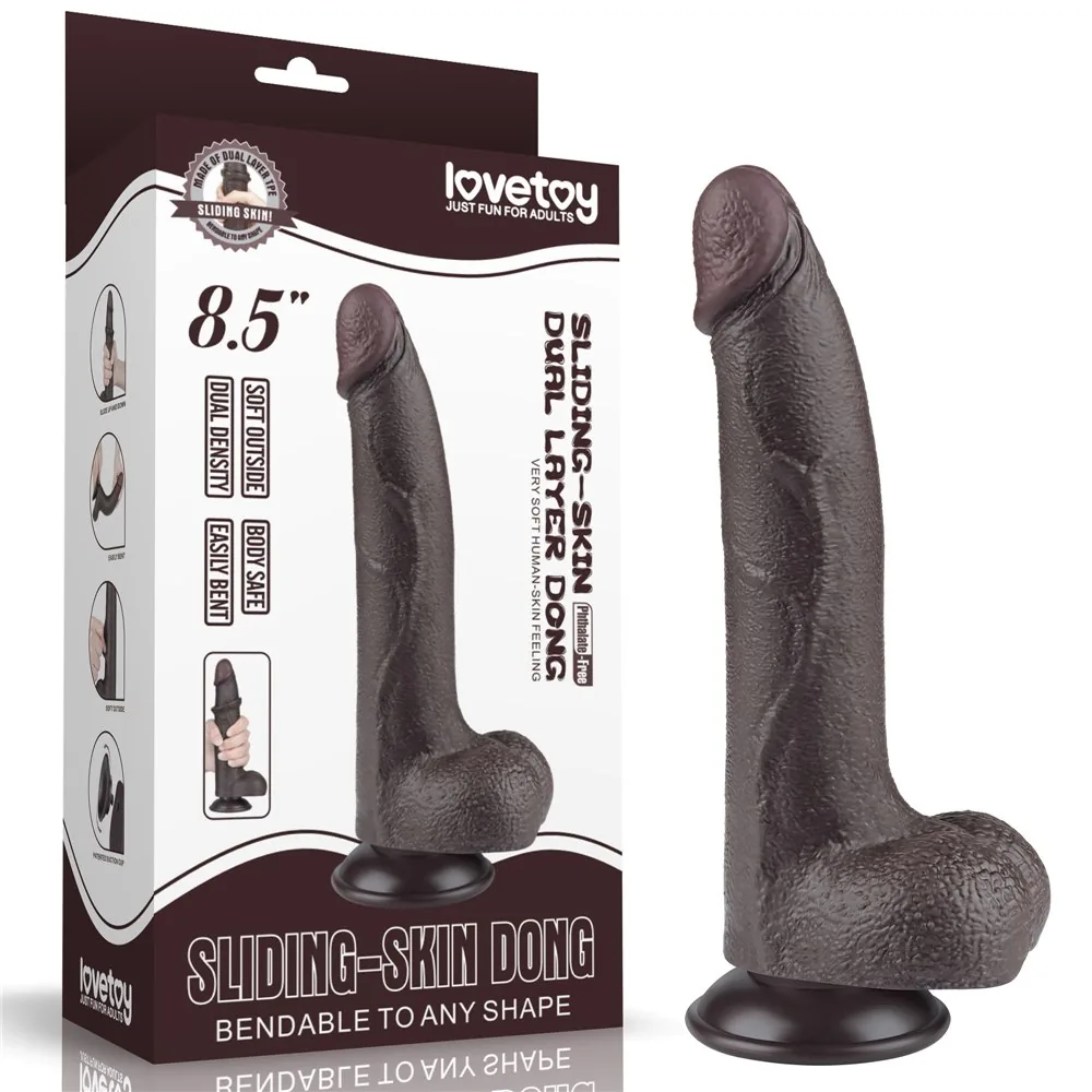 Realistické dildo Sliding Skin Dual Layer 8,5'' čierne