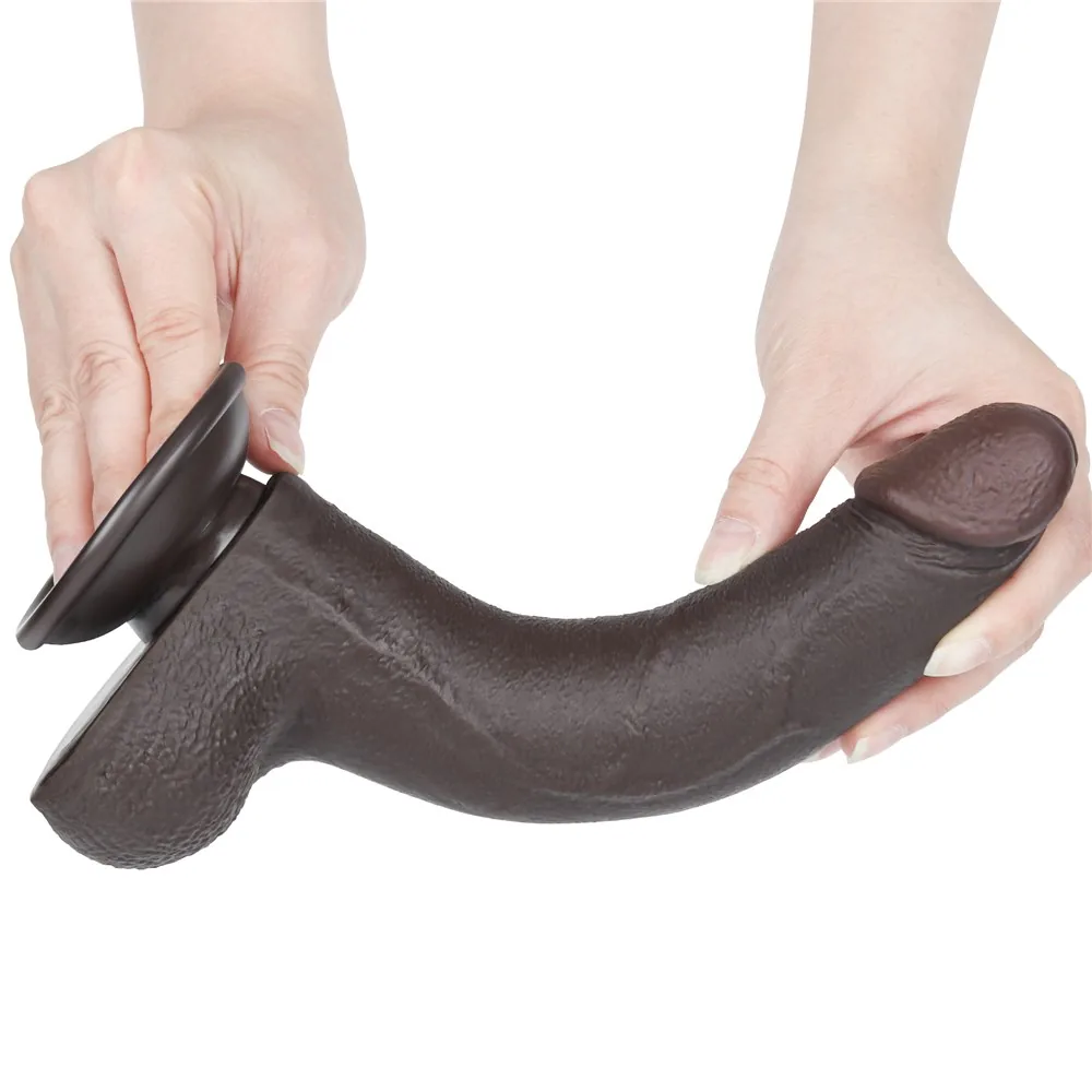 Realistické dildo Sliding Skin Dual Layer 8,5'' čierne – Obrázok 5