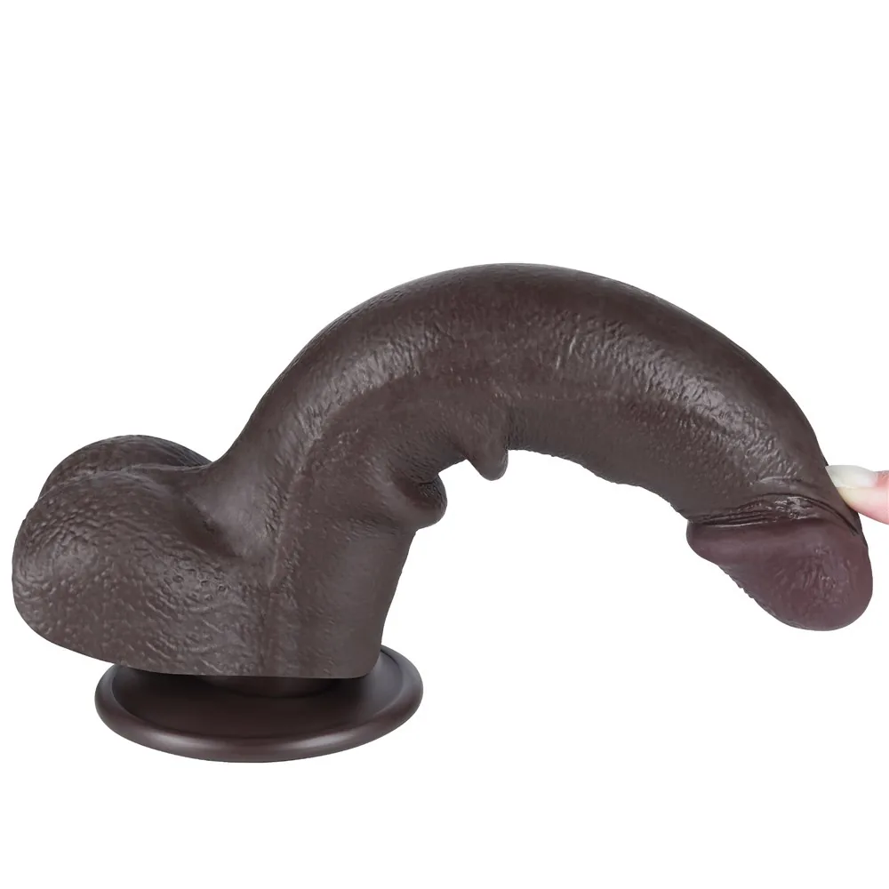 Realistické dildo Sliding Skin Dual Layer 8,5'' čierne – Obrázok 13