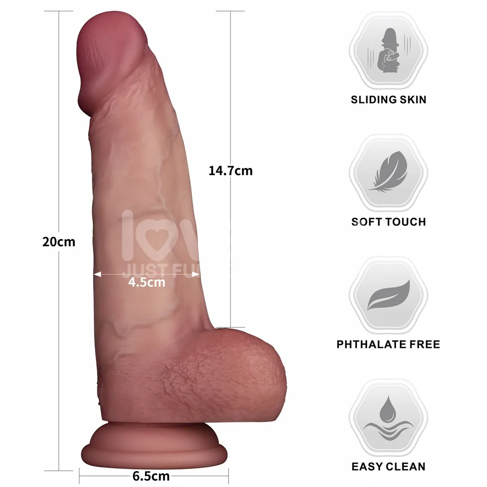 Dildo Sliding Skin Pro II 8" dvojvrstvové silikónové – Obrázok 2