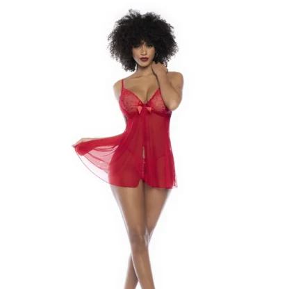 Mapale 7501 - Čipkovaný babydoll s tangom (červený) S/M