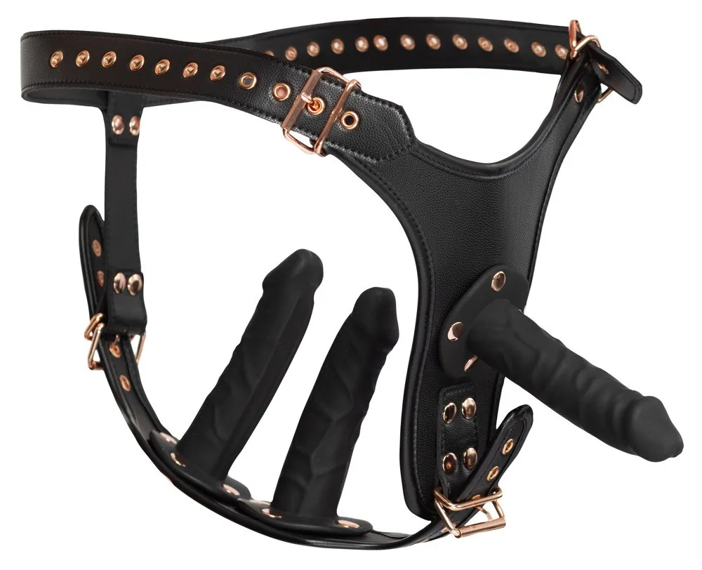 Strap-on tangá s 3 dildami Bad Kitty – Obrázok 2