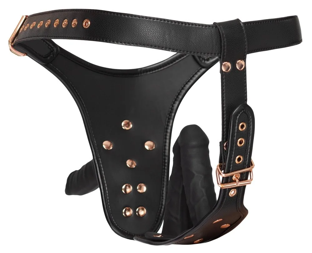Strap-on tangá s 3 dildami Bad Kitty – Obrázok 3