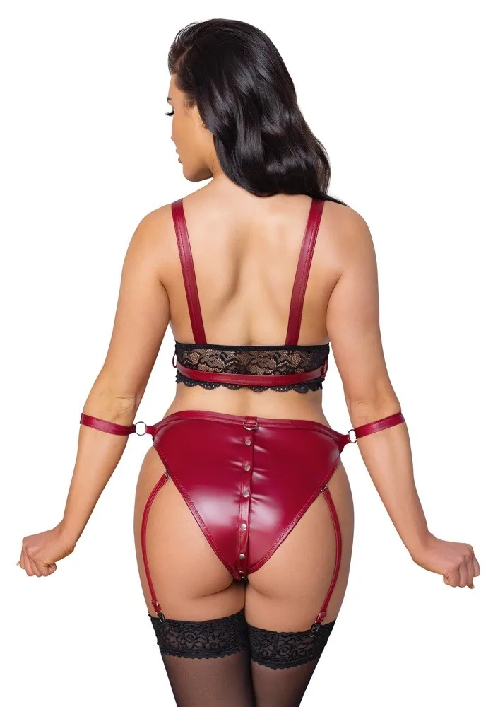 Cottelli Bondage – podprsenka a podväzkové nohavičky s putami – Obrázok 7