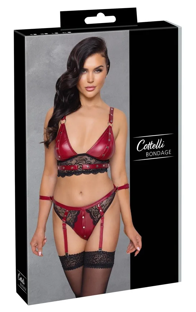 Cottelli Bondage – podprsenka a podväzkové nohavičky s putami