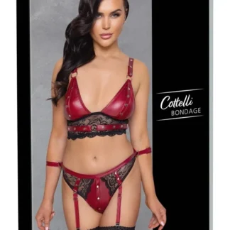Cottelli Bondage – podprsenka a podväzkové nohavičky s putami