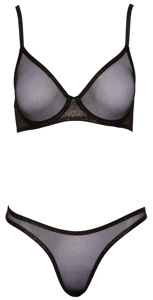 Cottelli Lingerie – kostíčková podprsenka a tangá zo sieťoviny – Obrázok 2