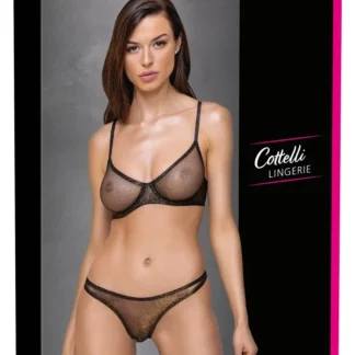 Cottelli Lingerie – kostíčková podprsenka a tangá zo sieťoviny