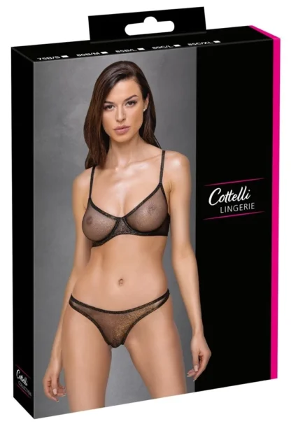 Cottelli Lingerie – kostíčková podprsenka a tangá zo sieťoviny
