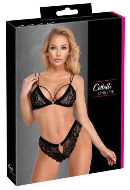 Cottelli Lingerie – čipková súprava s perličkovou retiazkou