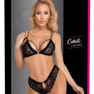 Cottelli Lingerie – čipková súprava s perličkovou retiazkou