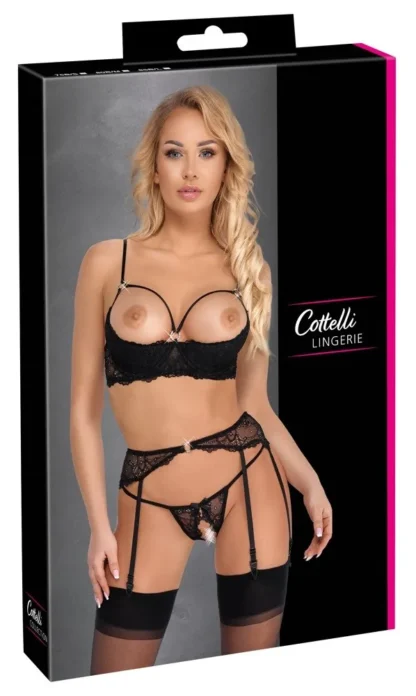 Čipkovaná súprava Cottelli Lingerie – čierna