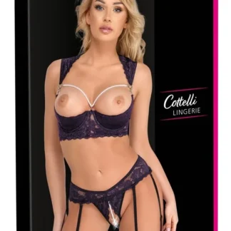 Čipkovaná súprava Cottelli Lingerie – fialová s perlami