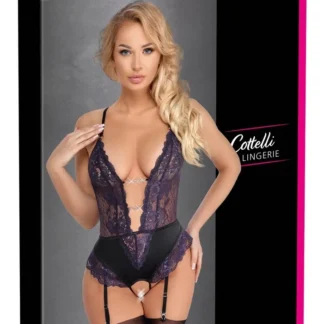 Podväzkové body Cottelli Lingerie s otvoreným rozkrokom