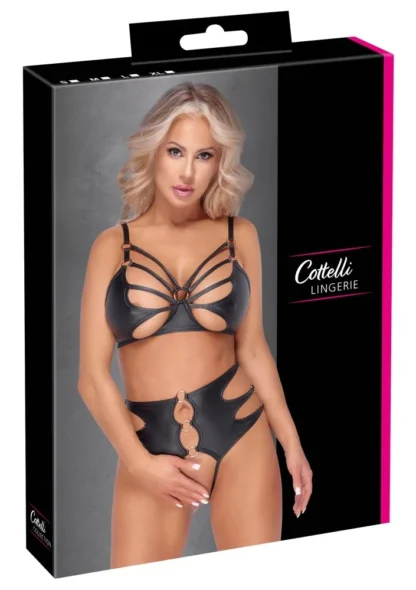 Cottelli Lingerie – súprava s otvorenými nohavičkami a krúžkami