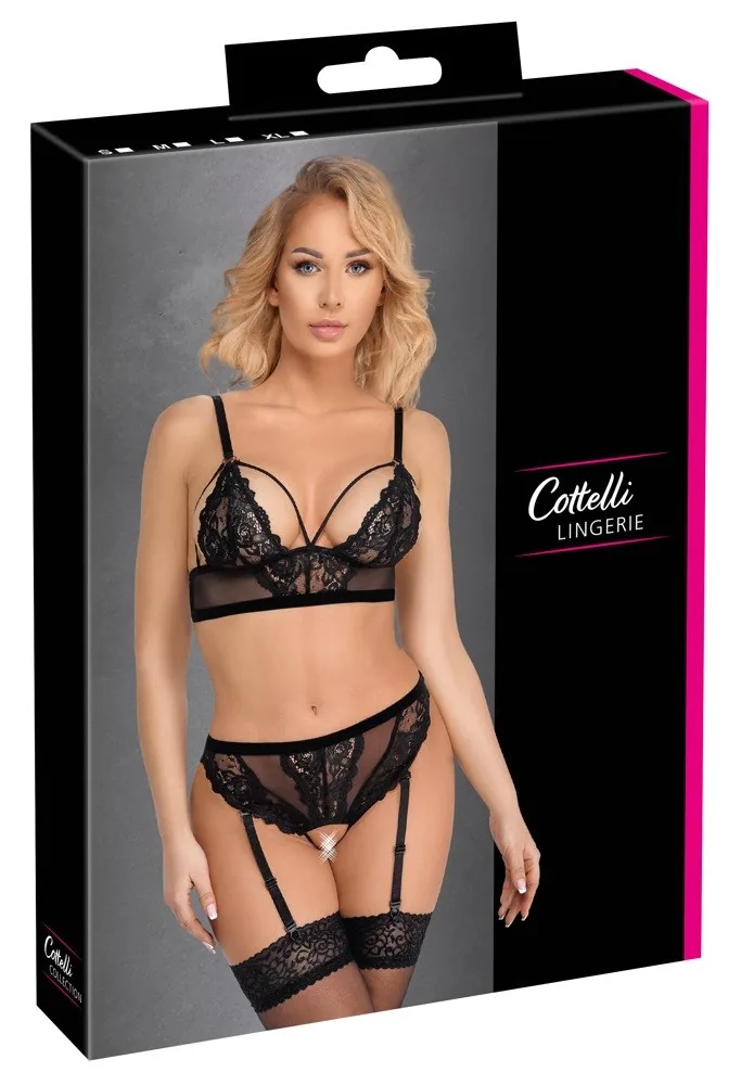 Cottelli Lingerie – braletka a otvorené podväzkové tangá