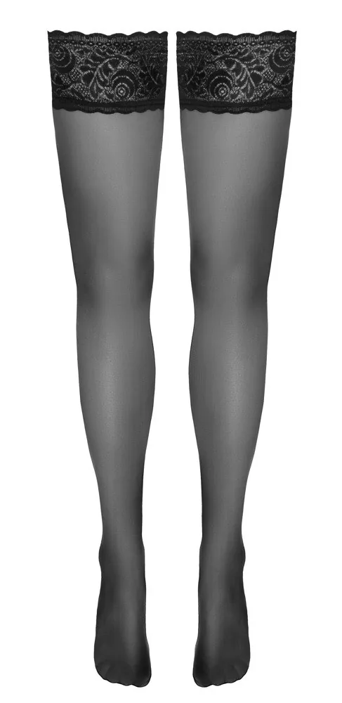 Samodržiace pančuchy Cottelli s 8 cm čipkou – Obrázok 2