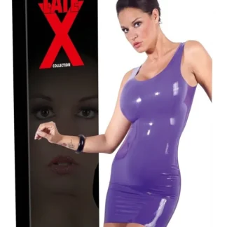 Latexové mini šaty fialové, veľkosť 2XL