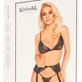 Sada bielizne s podväzkami čierna L/XL