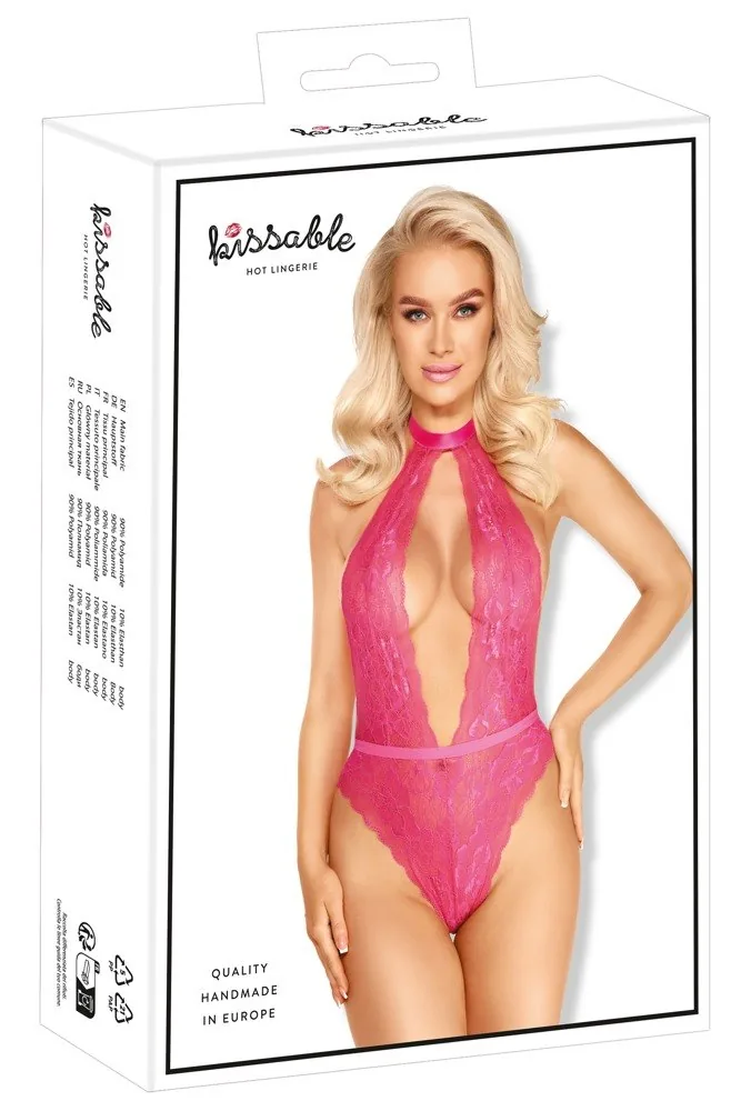 Čipkované body kissable ružové