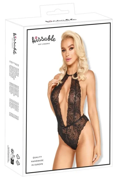 Čipkované body kissable čierne