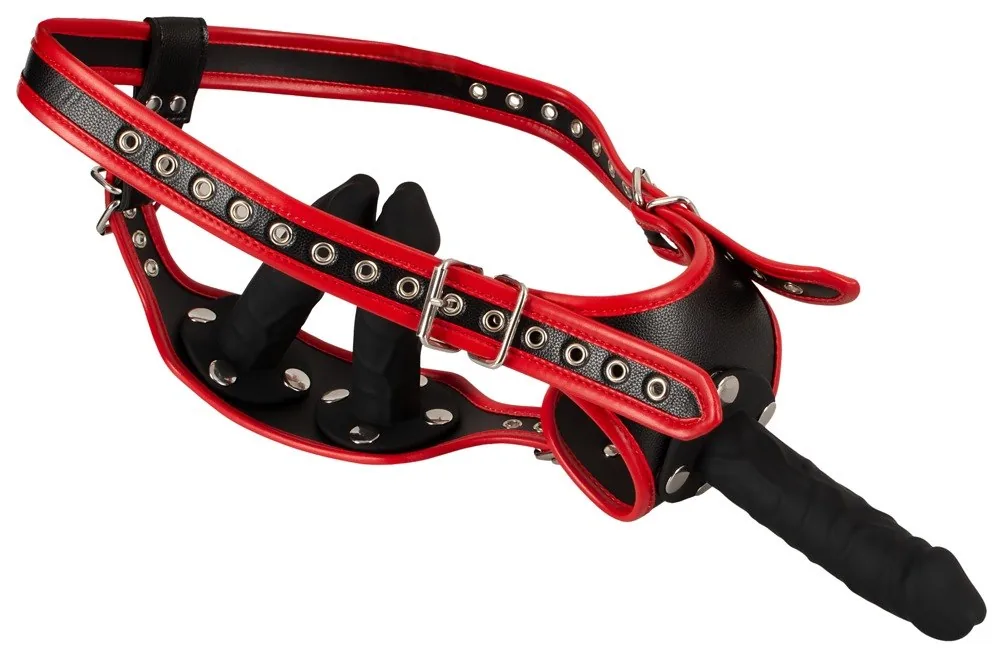 Bad Kitty strap-on postroj s 3 dildami, S/M – Obrázok 4