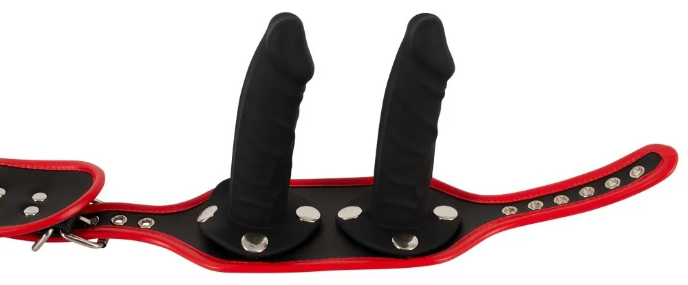 Bad Kitty strap-on postroj s 3 dildami, S/M – Obrázok 7