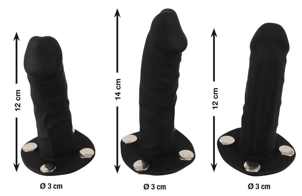 Bad Kitty strap-on postroj s 3 dildami, S/M – Obrázok 8