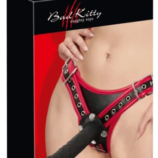 Bad Kitty strap-on postroj s 3 dildami, L/XL