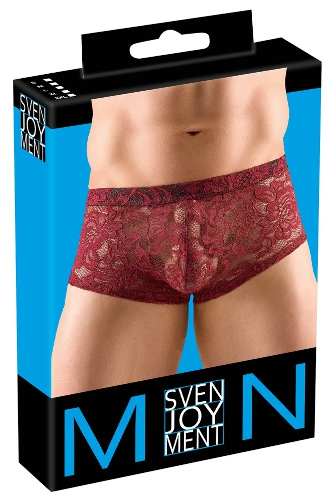 Pánske slipy Svenjoyment, čipkované červené – veľ. S