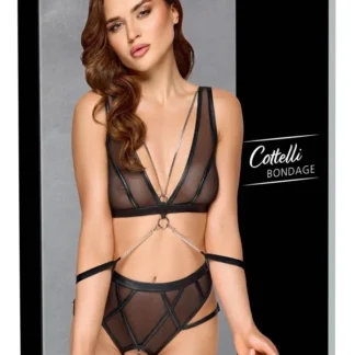 Súprava bielizne Bondage so striebornými detailmi – XL