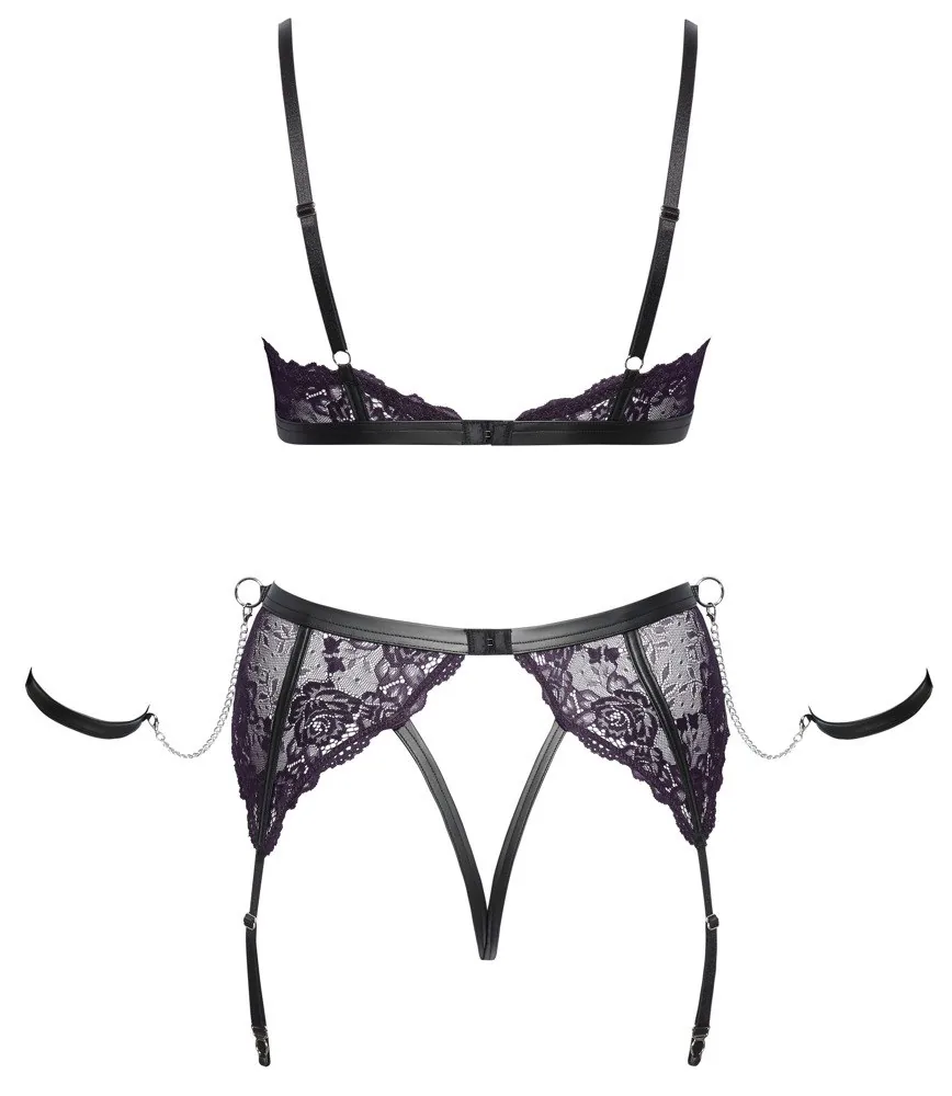 Bondage set Cottelli – fialová podprsenka a pančuchy, 2XL – Obrázok 5
