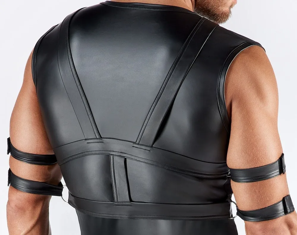 Pánske bondage tielko Svenjoyment s postrojom a putami – čierne, XL – Obrázok 3