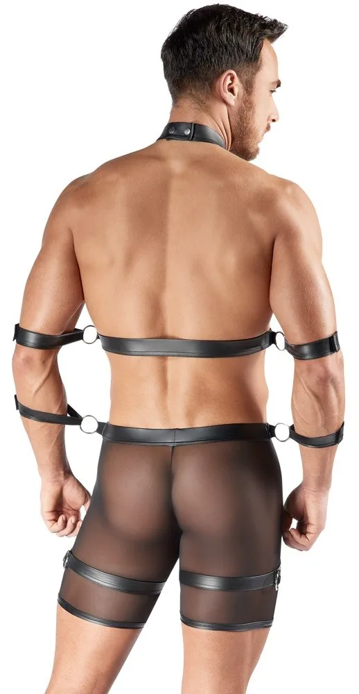 Pánske bondage nohavice Svenjoyment s postrojom a putami – čierne, M – Obrázok 8