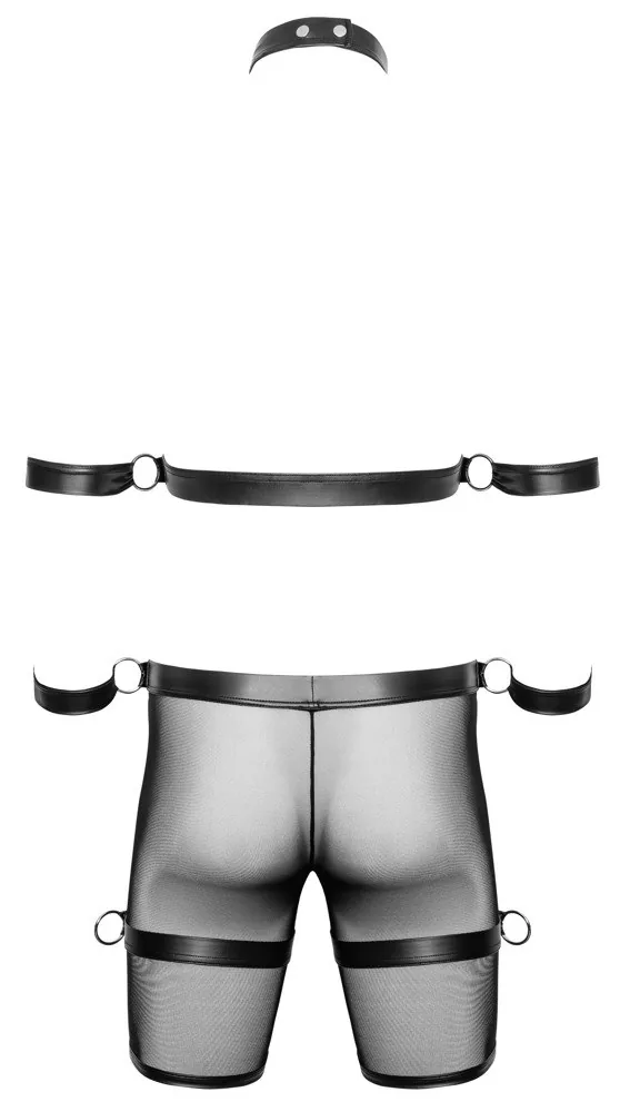 Pánske bondage nohavice Svenjoyment s postrojom a putami – čierne, XL – Obrázok 5