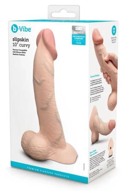 B-Vibe Slipskin 10″ zahnuté realistické dildo