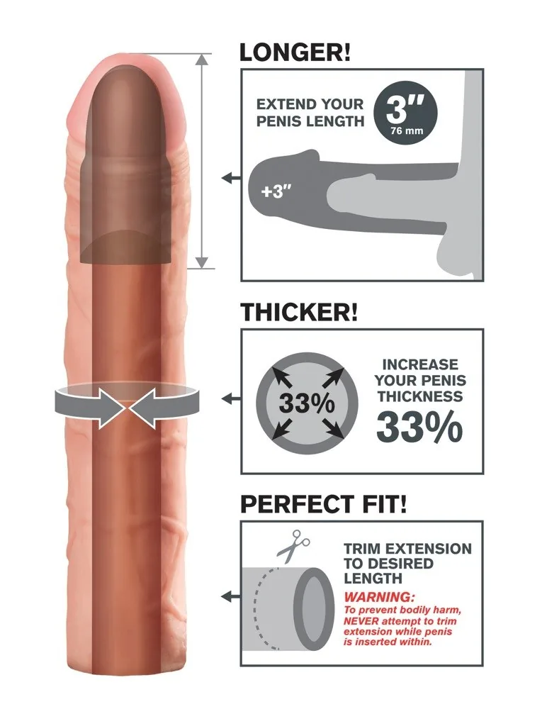 Návlek na penis Perfect predĺženie 7,6 cm – Obrázok 4