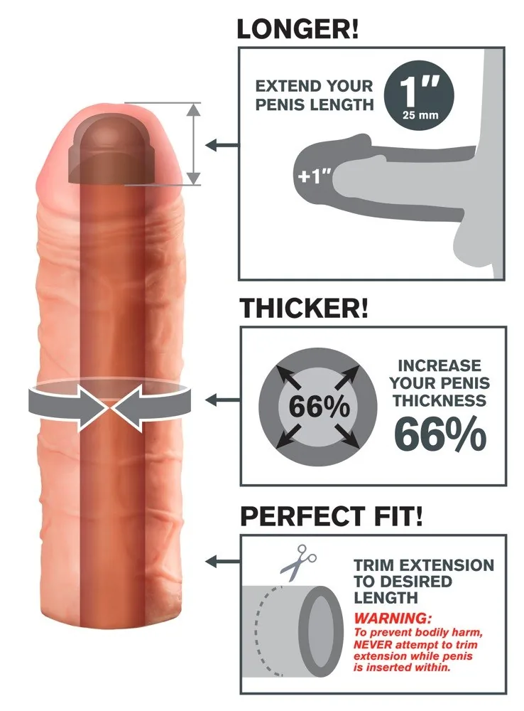 Návlek na penis Mega predĺženie 2,5 cm – Obrázok 4
